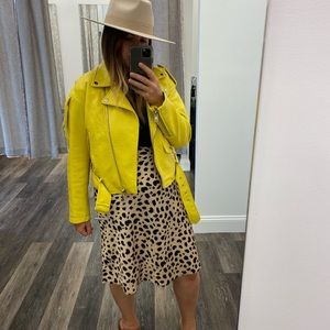 Yellow Motto Vegan Leather Jacket